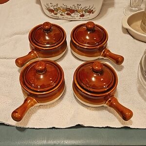 Vintage Stoneware Soup or Bean pots with tops.
